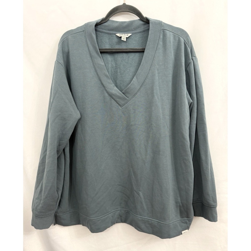 Orvis V-Neck SOFT Blue Modal Blend Sweatshirt Womens Size XL